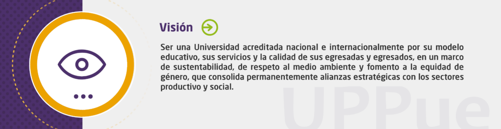 Ser una Universidad acreditada nacional e internacionalmente por su modelo educativo, sus servicios y la calidad de sus egresadas y egresados, en un marco de sustentabilidad, de respeto al medio ambiente y fomento a la equidad de género, que consolida permanentemente alianzas estratégicas con los sectores productivo y social.